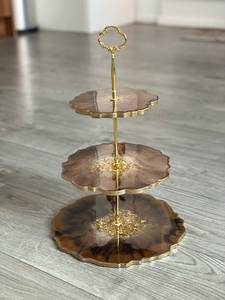 <b>Cake</b> Stand Resin <b>Cake</b> Stand Gold Brown Three <b>Tier</b> <b>Cake</b> Stand high - Product Image 6