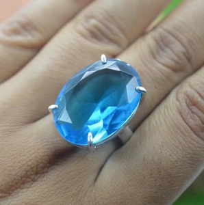 Wholesale Natural Blue Quartz Gemstone Ring 925 Solid Silver Oval Gemstone Ring Handmade Artisan Fine Jewelry - Product Image 5