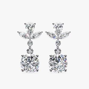 Pendientes Colgantes de Oro de 14K con Diamantes Cultivados en Laboratorio, Forma Marquesa, Joyería Elegante, Regalo para Mujer, para Fiestas y Eventos - Product Image 2