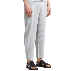 Pleated Vertical Stripe Flare <b>Pants</b> <b>Wool</b> Elastic Waist Wide Leg Trousers Eco-Friendly Regular Fit Smart Slacks - Product Image 4