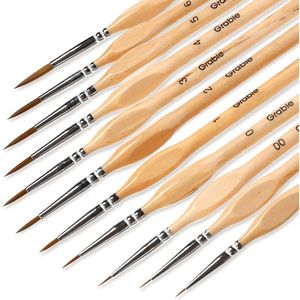 Set di 11 Pennelli Miniatura per Dettagli Fini, per Pittura Acrilica, Acquerello, Olio, Gouache e Modellismo - Product Image 1