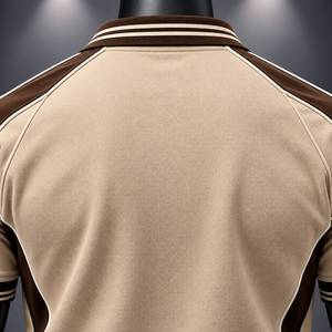 Chemise à manches courtes pour homme avec logo brodé sur le devant, bordure contrastée, tissu piqué 220g, jersey, coupe classique, style sportif - Product Image 5