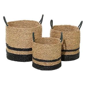 Sustainable Handmade Natural Rattan Jute Yarn <b>Storage</b> Basket Set Circle Shape Modern Multi Use Woven Organizer for Home Decor - Product Image 1