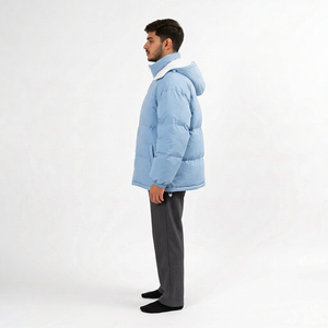 Chaqueta Acolchada con Capucha Amarilla para Hombre, con Ribete de Piel Personalizable en la Parte Delantera, Transpirable, Resistente al Viento, Abrigo de Invierno Informal, Corte Holgado, Forro Polar de Poliéster - Product Image 4