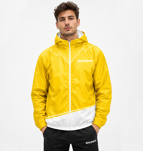 Conjunto de Chaqueta Deportiva Personalizada para Hombre en Amarillo y Blanco, Ligera, con Capucha, para Correr, Entrenamiento, Sublimación, OEM - Product Image 1