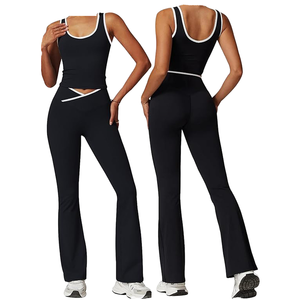 Women Plus Size Solid Sports Yoga Set | Breathable Quick Dry Activewear | 2-Piece Eco-Friendly Gym Outfit for Fitness & Yoga - Product Image 6