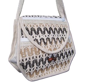LOWELL CRAFT Women's Bohemian Style Summer Beach Tote Bag with Zipper Closure Zigzag Pattern Embroidery Cotton Lining - Product Image 6