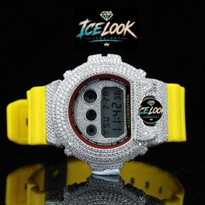 Reloj de Cuarzo Digital con Aspecto de Hielo, Correa de Silicona con Cristales Incrustados, Retroiluminación LED, Cronógrafo, para Estilo Urbano - Product Image 5