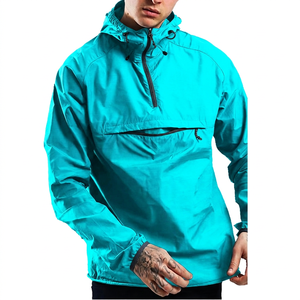 Chaqueta con Capucha para Hombre, Cortavientos, con Cierre de Cremallera de un Cuarto, Color Sólido, Ligera, de Poliéster, Informal para Exteriores - Product Image 5