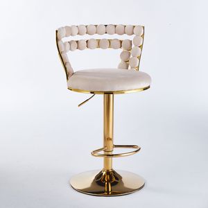 Sgabelli da Bar Moderni (Set di 2) con Gambe in Tubo di Ferro Dorato, Cuscini Morbidi e Schienale Confortevole per Sala da Pranzo - Product Image 3
