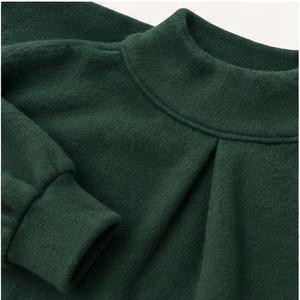 Custom Forest Green Womens A Line Mock Neck Sweatshirt <b>Balloon</b> Sleeve Curved Hem Tunic WSS-0040 - Product Image 5