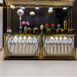 Comptoir de buffet moderne de luxe personnalisé en acier inoxydable avec éclairage LED et commande tactile Bluetooth pour hôtels et traiteurs - Product Image 2