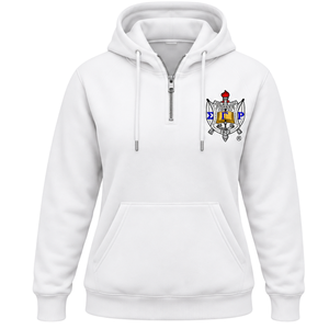 Sigma Gamma Rho <b>Women's</b> University Half <b>Zip</b> Up <b>Hoodie</b> <b>White</b> Greek Sorority Pullover Sweatshirt Casual Campus Streetwear Custom - Product Image 1