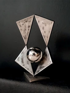Sculpture Métallique Abstraite Moderne, Sphère Géométrique, Statue d'Art de Table, Décoration de Luxe pour Salon et Bureau, Artisanat - Product Image 1