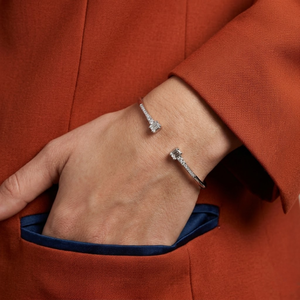 Hong Kong Supplier Personalize Top Quality Platinum White Gold Real Diamond Baguette <b>Bangle</b> <b>Bracelet</b> for Women - Product Image 2