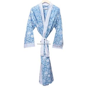 Casual Lightweight Soft Knitted Cotton Eco-Friendly Kimono Robe for Women Free Size Floral Printed Front <b>Dressing</b> <b>Gown</b> Home - Product Image 4