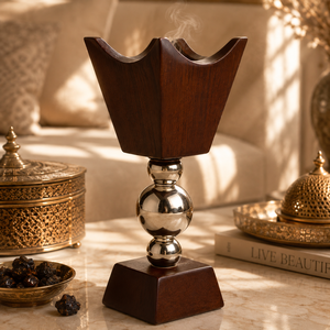 Quemador de Incienso Moderno de Madera y Latón con Filigrana, Quemador de Oud Árabe para Ramadán, Eid, Decoración Islámica para el Hogar, Fabricación al por Mayor - Product Image 3