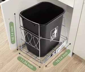 Retractable Sliding Trash Can Shelf <b>Pull</b> <b>Out</b> Cabinet Organizer Iron <b>Bin</b> Rack Under Sink Storage with Rail - Product Image 4