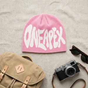 Custom Pink Knit Beanie Hat White Custom Logo Ribbed <b>Winter</b> <b>Cap</b> Unisex Streetwear Fashion Headwear Wholesale OEM Manufacturer - Product Image 6