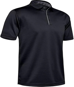 เสื้อเชิ้ตแขนสั้นสีดำสำหรับผู้ชาย ผ้าอ๊อกซ์ฟอร์ด ระบายอากาศได้ดี โลโก้ด้านหน้า แห้งเร็ว สวมใส่สบาย ทรงปกติ ลายทาง ดีไซน์กระดุม - Product Image 3