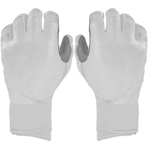 Guantes de Bateo de Cuero Blanco Acolchados con Cierre de Tirón Unisex para Adultos Entrenamiento Ambidiestro - Product Image 1