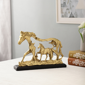 Escultura de Caballos de Metal Fundido con Acabado Dorado Metálico, Estatua Decorativa de Potro y Caballo Galopante para Mesa, Figura de Animal Decorativa - Product Image 2