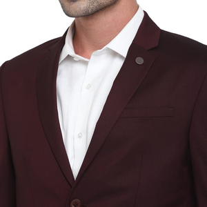 Costume d'affaires bordeaux pour homme, coupe ajustée, simple boutonnage, col à revers, mélange de laine, tenue formelle pour le bureau et les mariages - Product Image 6