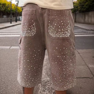 Pantalones Cortos de Felpa Francesa para Hombre, de Algodón Vintage, con Estampado de Serigrafía de Alta Calidad, Lavado Ácido, Fabricante Personalizado - Product Image 3