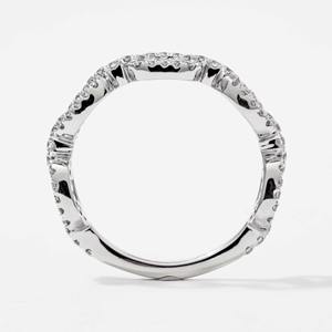 Anillo de Compromiso de Diseño en Oro Blanco de 14K con Diamante Cultivado en Laboratorio de 0.56 Ct, Corte Pavé, Motivo de Eslabones de Media Eternidad, Certificado IGI - Product Image 6