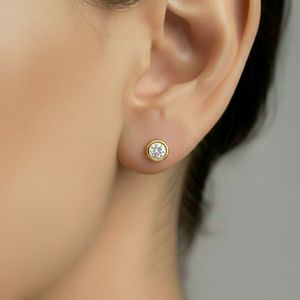 ต่างหูกระดุม1.00 CTW แบบกรอบกลม - Product Image 3