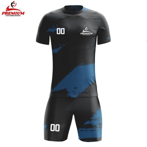 Uniforme de football pour hommes en polyester 100% respirant, anti-rides, antibactérien, à séchage rapide, manches courtes, été - Product Image 3