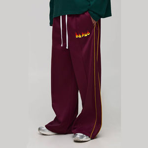 Pantalons pour hommes en coton 100% personnalisés, lavés, avec logo imprimé sur écran, poids lourd 500 GSM, coupe ample, OEM/ODM. - Product Image 1