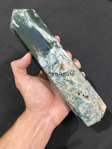 Obélisque en Agate Mousse Naturelle Polie, Pointe de Cristal, Pierre Précieuse, Tour Décorative, Cristal de Guérison, Vente en Gros - Product Image 6