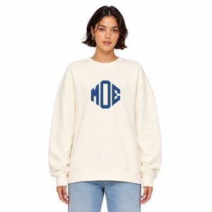 Custom Embroidered Women's Oversized Crew Neck Sweatshirt Long Sleeve Drop Shoulder Solid Color Private Label Export Quality - Product Image 1