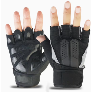 Unisex Half Finger Gym <b>Gloves</b> PU Leather Adjustable Wrist Strap <b>Weight</b> Lifting Fitness Workout Anti Slip Grip Unisex gym workout - Product Image 4