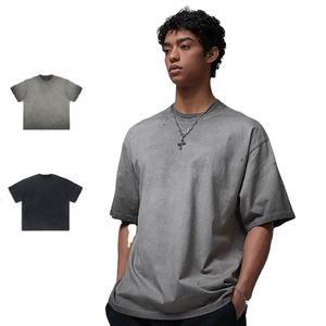 T-shirt brodé lourd de haute qualité vierge t-shirt personnalisé imprimé t-shirts brodés pour hommes vente en gros - Product Image 1