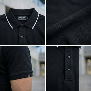 T-shirt Homme Noir Personnalisé OEM de Haute Qualité en Tissu Piqué, Style Streetwear Futuriste Décontracté, 100% Coton - Product Image 6