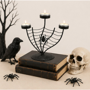 Candelabro de Halloween con Diseño de Telaraña, de Metal Negro, 3 Brazos, Estilo Gótico, para Decoración de Mesa de Fiesta Espeluznante y Centro de Mesa para Casa Encantada - Product Image 4