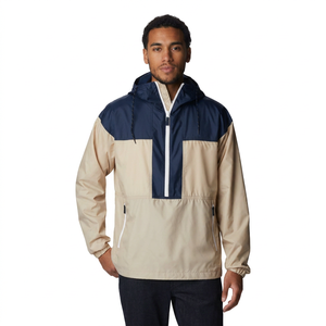 <b>Men's</b> Color Blocking Hooded Custom Windbreaker <b>Jacket</b> <b>Half</b> <b>Zip</b> Windproof Casual Autumn Wear Polyester Material - Product Image 1