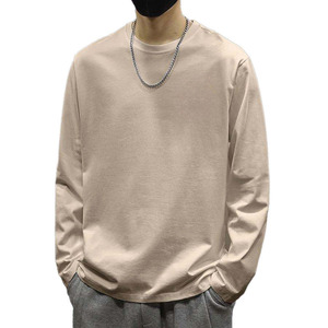 Camisetas de Manga Larga para Hombre, Algodón Premium, Cuello Redondo Informal, Camisetas Suaves y Transpirables para Uso Diario, Ropa Personalizada OEM, Camisetas para Hombre - Product Image 1