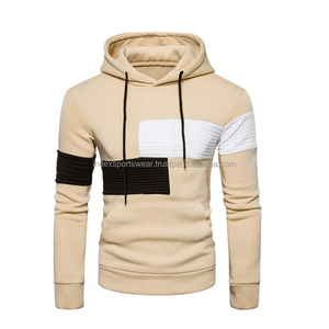 Sweat à capuche pour homme en polaire, color block noir et rouge, décontracté, coupe classique, tricoté, avec poches, pour l'automne - Product Image 2
