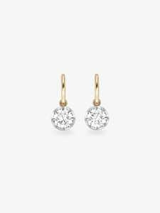 3 Carat Diamond Drop <b>Hoop</b> <b>Earring</b> 14k <b>Solid</b> Gold Round Cut Lab Grown Georgian Prong Set Solitaire Wedding Fine Jewelry Huggies - Product Image 3