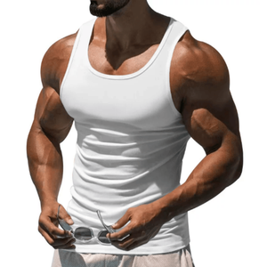 Summer Fitness Training Gym <b>Workout</b> <b>Tank</b> <b>Top</b> Men's Solid Color Thin I-shaped 100% Cotton Quick Dry Casual Sports - Product Image 1