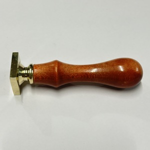 Decorative Brown 30mm Round Brass with Maple Wood Handle Wax Stamper for Handmade Crafts Wedding & Decorative Craft Supplies - Product Image 1