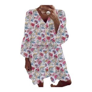 Top de algodón con estampado floral indio, Kurti de algodón con diseño floral, hermosa túnica de algodón estampada a mano, vestido de primavera/verano para mujer - Product Image 2