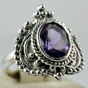 Amethyst <b>Ring</b> Handmade Sterling Silver Bezel Setting Natural Purple Oval Shape Gemstone <b>Boho</b> Jewelry Women's Jeweltech February - Product Image 4