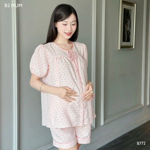 Conjunto de ropa de casa de lino para mujer con estampado de lazo B772, absorbente de sudor, buen precio - Product Image 6