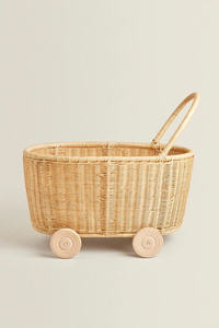 Coffre de rangement en rotin naturel pour enfants, panier de rangement coloré avec couvercle. - Product Image 6