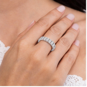 Anillo de Boda Unisex Clásico SHRAMAN DIAMOND Personalizado en Oro Blanco Sólido de 10K con Engaste Pavé de Diamantes Naturales y Baño de Rodio de Lujo - Product Image 2