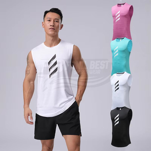 เสื้อกล้ามออกกำลังกายผู้ชาย โพลีเอสเตอร์ ระบายอากาศ แห้งเร็ว สวมใส่สบาย ไม่มีแขน  โลโก้ด้านหน้า  ไซส์ใหญ่  รับออกแบบตามสั่ง บริการ OEM - Product Image 5